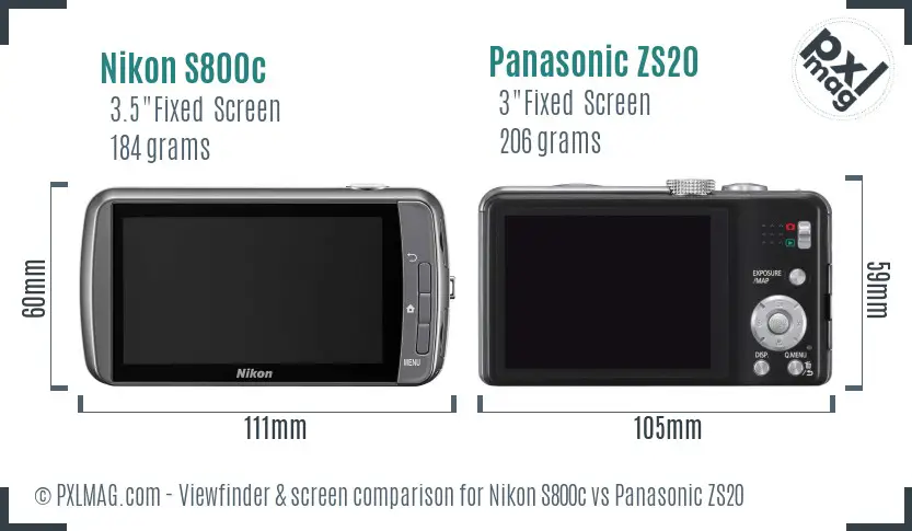 Nikon S800c vs Panasonic ZS20 Screen and Viewfinder comparison Nikon S800c vs Panasonic ZS20 Screen and Viewfinder comparison