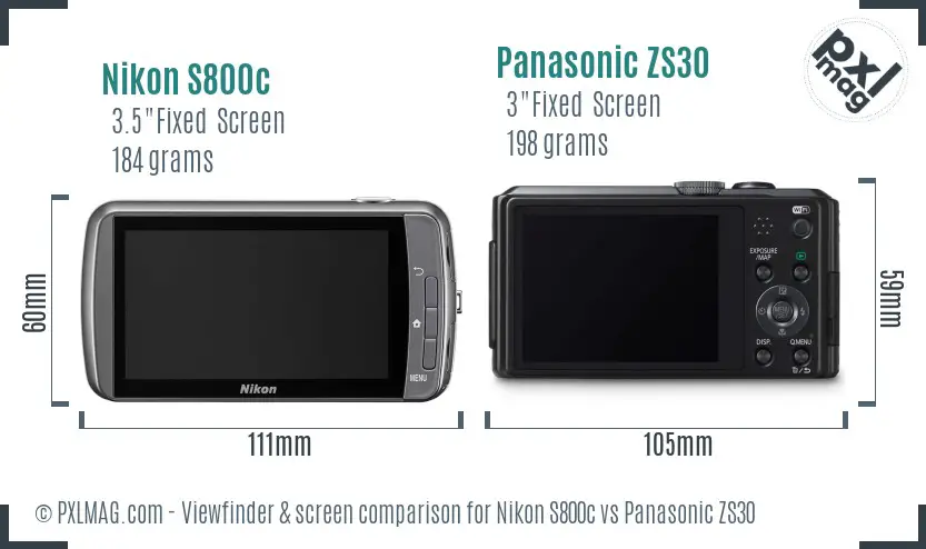 Nikon S800c vs Panasonic ZS30 Screen and Viewfinder comparison Nikon S800c vs Panasonic ZS30 Screen and Viewfinder comparison
