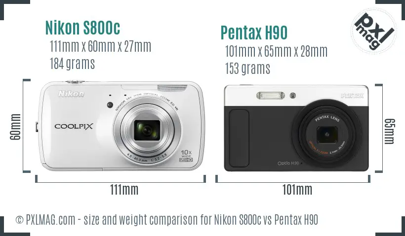 Nikon S800c vs Pentax H90 size comparison Nikon S800c vs Pentax H90 size comparison