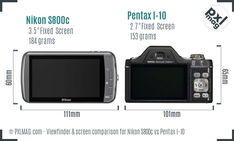 Nikon S800c vs Pentax I-10 Screen and Viewfinder comparison