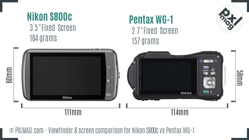 Nikon S800c vs Pentax WG-1 Screen and Viewfinder comparison