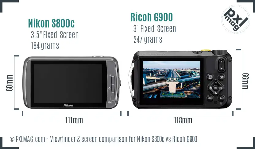 Nikon S800c vs Ricoh G900 Screen and Viewfinder comparison Nikon S800c vs Ricoh G900 Screen and Viewfinder comparison