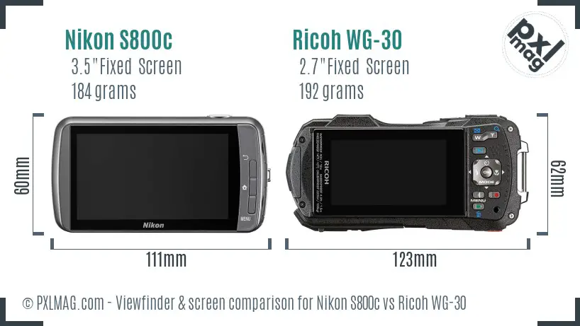 Nikon S800c vs Ricoh WG-30 Screen and Viewfinder comparison Nikon S800c vs Ricoh WG-30 Screen and Viewfinder comparison