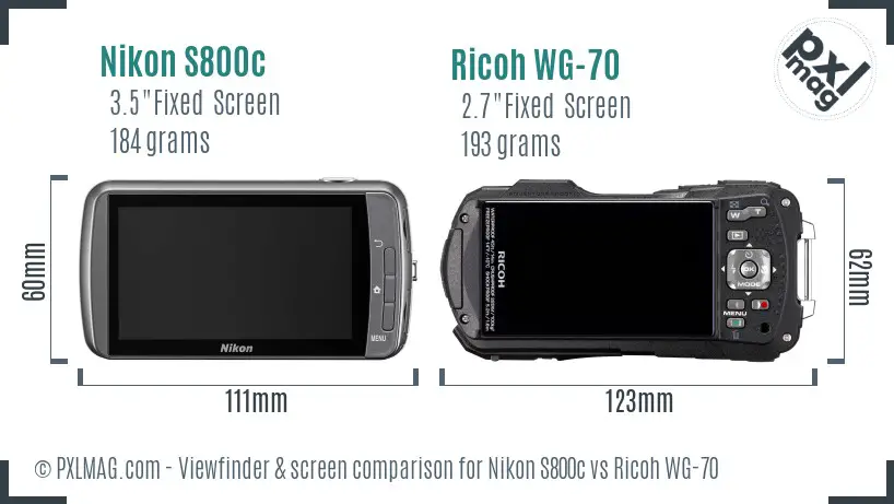 Nikon S800c vs Ricoh WG-70 Screen and Viewfinder comparison