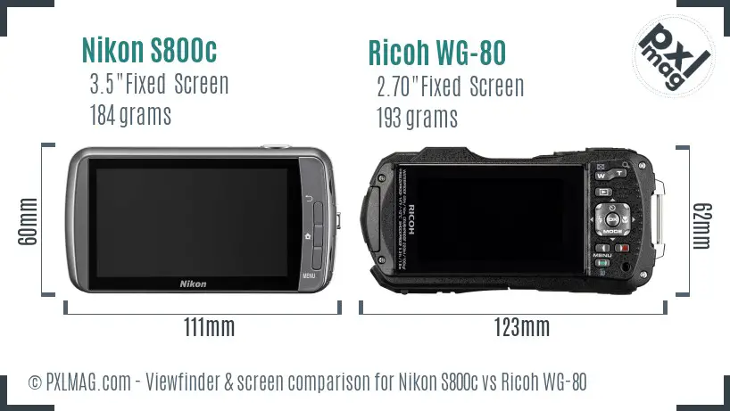 Nikon S800c vs Ricoh WG-80 Screen and Viewfinder comparison