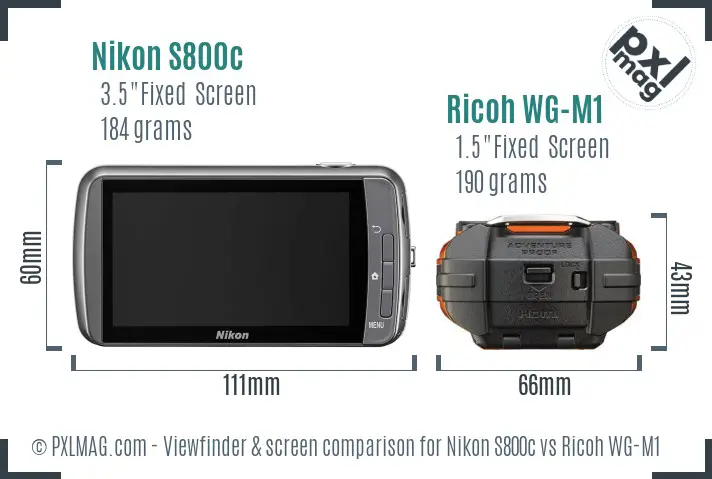 Nikon S800c vs Ricoh WG-M1 Screen and Viewfinder comparison