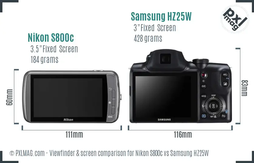Nikon S800c vs Samsung HZ25W Screen and Viewfinder comparison Nikon S800c vs Samsung HZ25W Screen and Viewfinder comparison