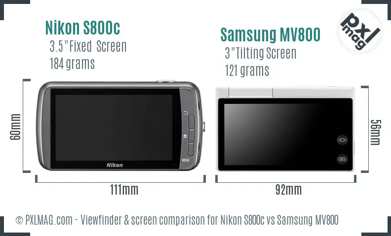 Nikon S800c vs Samsung MV800 Screen and Viewfinder comparison Nikon S800c vs Samsung MV800 Screen and Viewfinder comparison