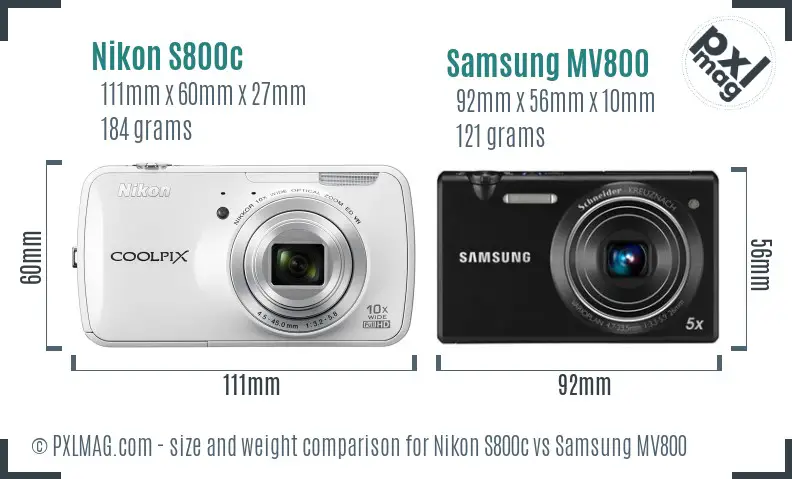 Nikon S800c vs Samsung MV800 size comparison Nikon S800c vs Samsung MV800 size comparison