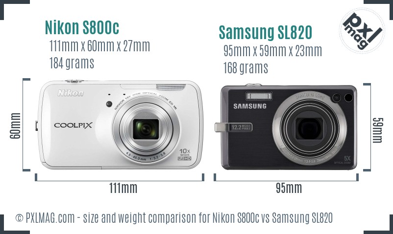 Nikon S800c vs Samsung SL820 size comparison Nikon S800c vs Samsung SL820 size comparison