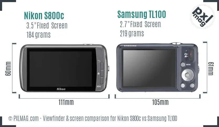 Nikon S800c vs Samsung TL100 Screen and Viewfinder comparison