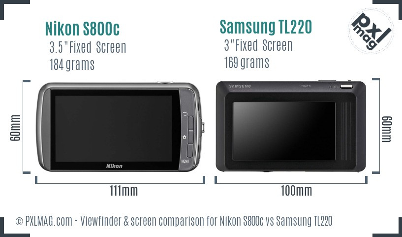 Nikon S800c vs Samsung TL220 Screen and Viewfinder comparison