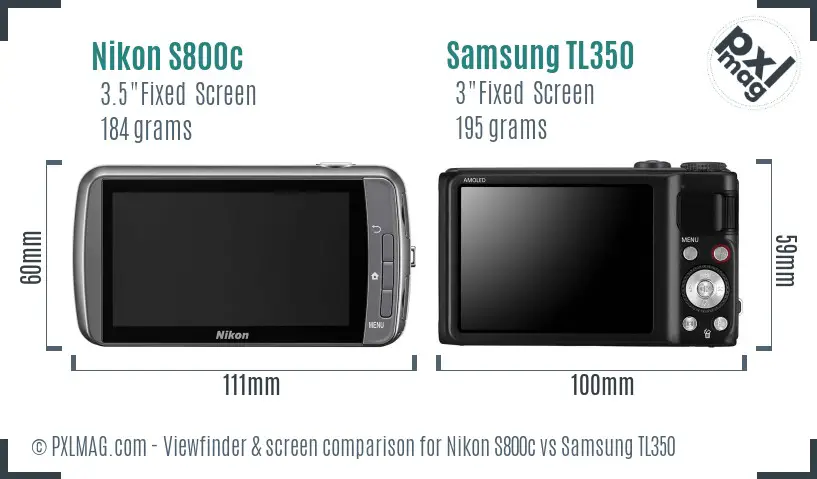 Nikon S800c vs Samsung TL350 Screen and Viewfinder comparison