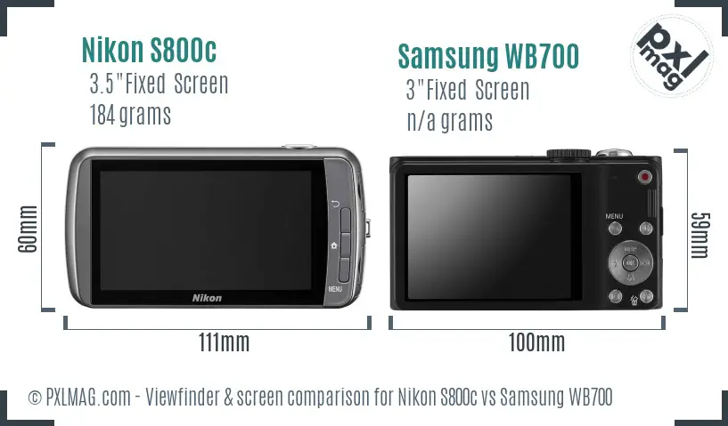 Nikon S800c vs Samsung WB700 Screen and Viewfinder comparison