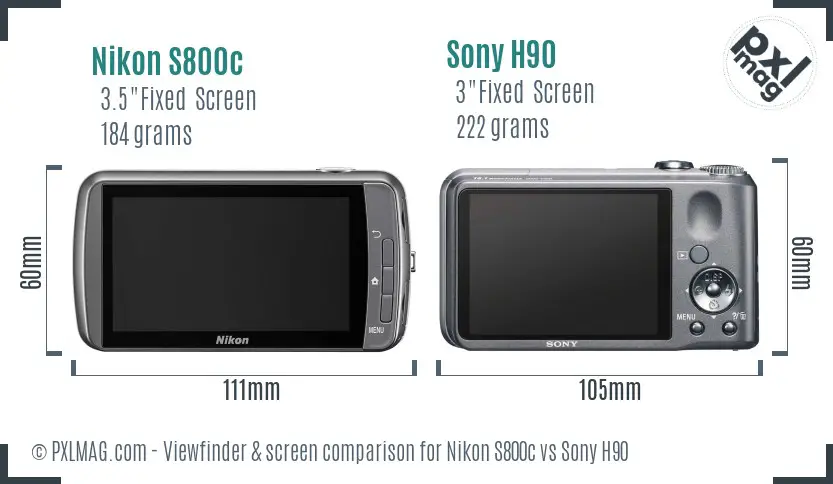 Nikon S800c vs Sony H90 Screen and Viewfinder comparison