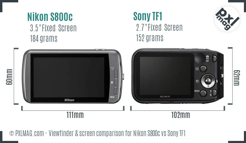 Nikon S800c vs Sony TF1 Screen and Viewfinder comparison Nikon S800c vs Sony TF1 Screen and Viewfinder comparison