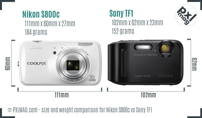 Nikon S800c vs Sony TF1 size comparison Nikon S800c vs Sony TF1 size comparison