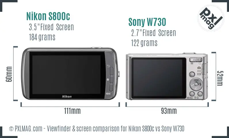 Nikon S800c vs Sony W730 Screen and Viewfinder comparison Nikon S800c vs Sony W730 Screen and Viewfinder comparison