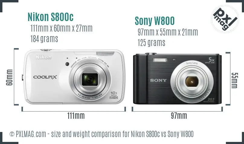 Nikon S800c vs Sony W800 size comparison Nikon S800c vs Sony W800 size comparison