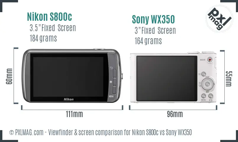 Nikon S800c vs Sony WX350 Screen and Viewfinder comparison