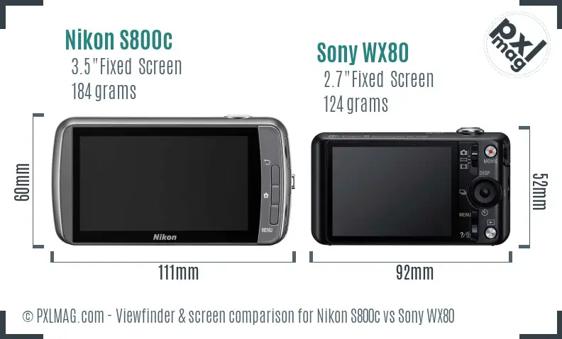 Nikon S800c vs Sony WX80 Screen and Viewfinder comparison