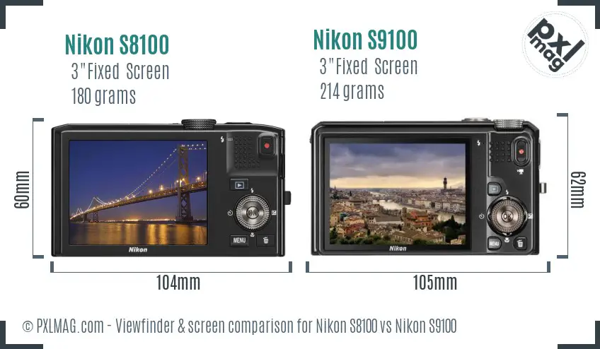 Nikon S8100 vs Nikon S9100 Screen and Viewfinder comparison