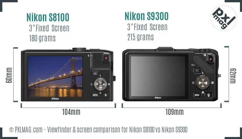 Nikon S8100 vs Nikon S9300 Screen and Viewfinder comparison