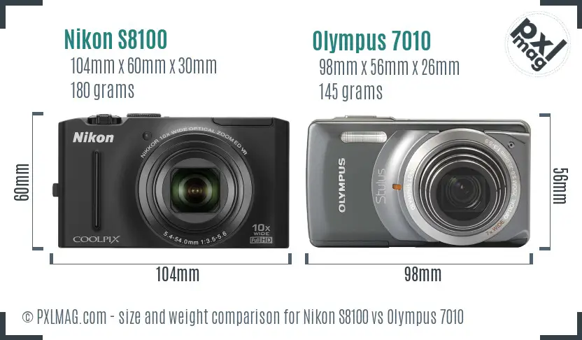 Nikon S8100 vs Olympus 7010 size comparison