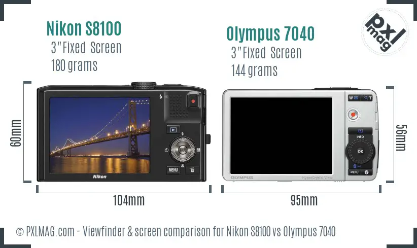 Nikon S8100 vs Olympus 7040 Screen and Viewfinder comparison