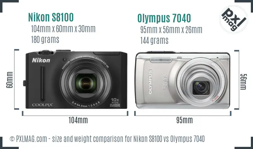 Nikon S8100 vs Olympus 7040 size comparison