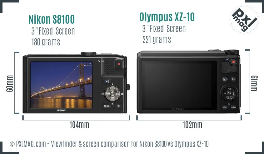 Nikon S8100 vs Olympus XZ-10 Screen and Viewfinder comparison Nikon S8100 vs Olympus XZ-10 Screen and Viewfinder comparison
