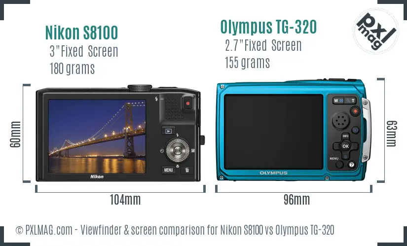 Nikon S8100 vs Olympus TG-320 Screen and Viewfinder comparison