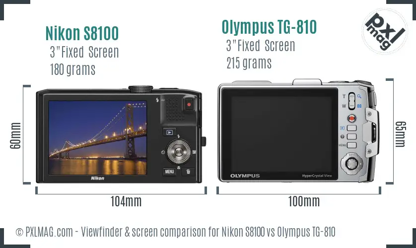 Nikon S8100 vs Olympus TG-810 Screen and Viewfinder comparison