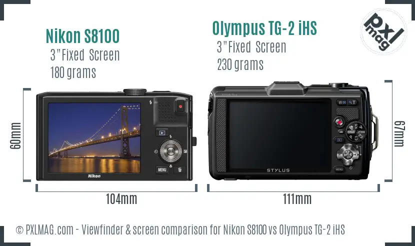 Nikon S8100 vs Olympus TG-2 iHS Screen and Viewfinder comparison Nikon S8100 vs Olympus TG-2 iHS Screen and Viewfinder comparison