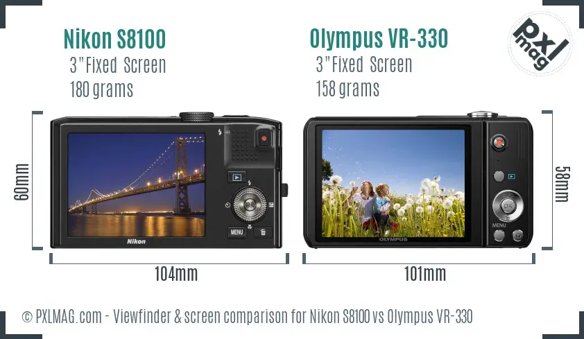 Nikon S8100 vs Olympus VR-330 Screen and Viewfinder comparison Nikon S8100 vs Olympus VR-330 Screen and Viewfinder comparison