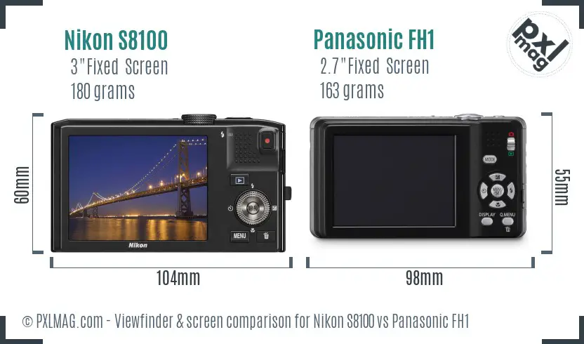 Nikon S8100 vs Panasonic FH1 Screen and Viewfinder comparison Nikon S8100 vs Panasonic FH1 Screen and Viewfinder comparison