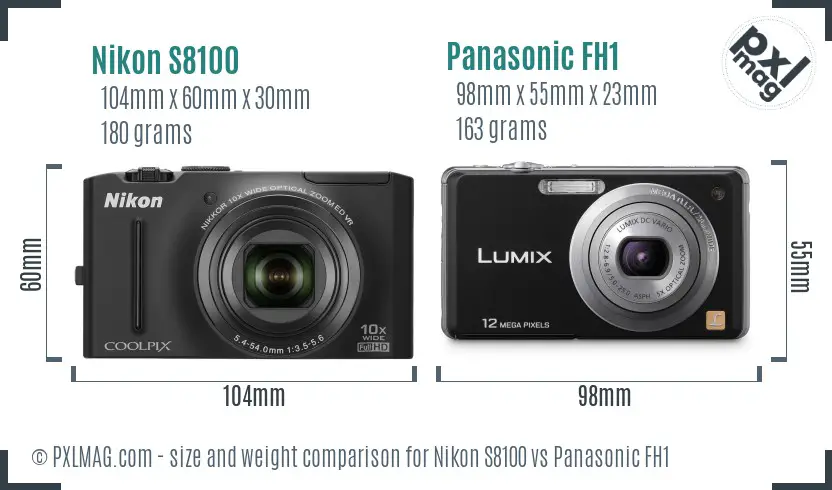 Nikon S8100 vs Panasonic FH1 size comparison Nikon S8100 vs Panasonic FH1 size comparison