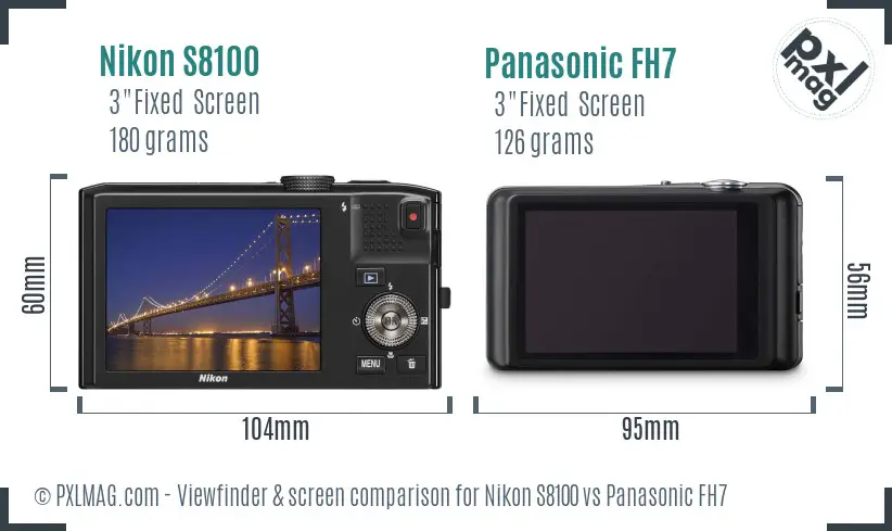 Nikon S8100 vs Panasonic FH7 Screen and Viewfinder comparison
