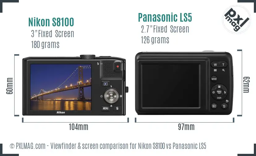 Nikon S8100 vs Panasonic LS5 Screen and Viewfinder comparison Nikon S8100 vs Panasonic LS5 Screen and Viewfinder comparison