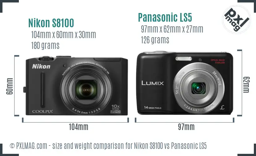 Nikon S8100 vs Panasonic LS5 size comparison Nikon S8100 vs Panasonic LS5 size comparison