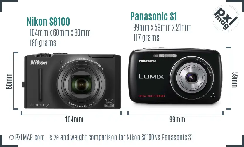 Nikon S8100 vs Panasonic S1 size comparison Nikon S8100 vs Panasonic S1 size comparison