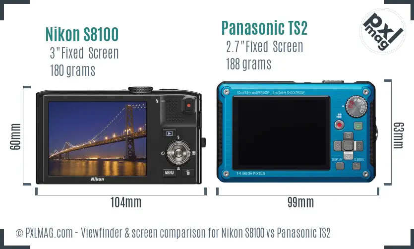 Nikon S8100 vs Panasonic TS2 Screen and Viewfinder comparison