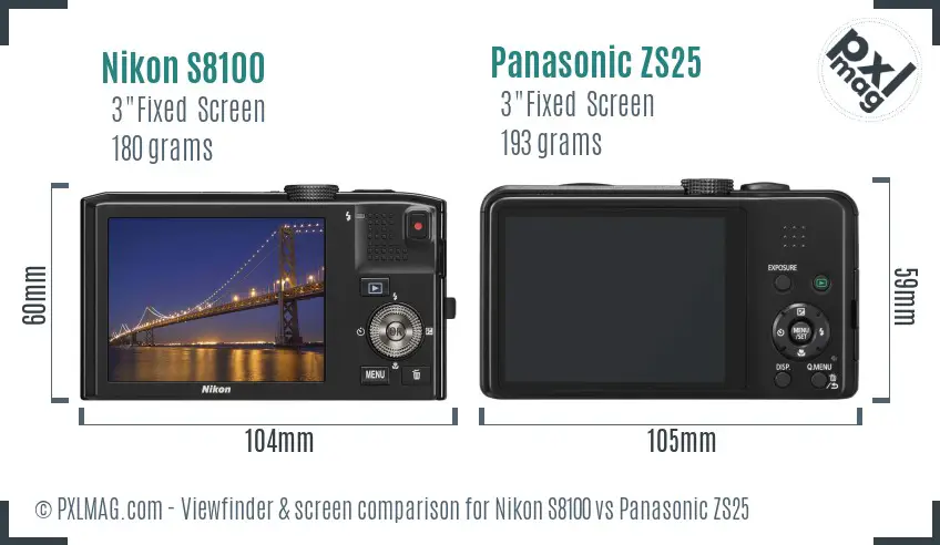 Nikon S8100 vs Panasonic ZS25 Screen and Viewfinder comparison Nikon S8100 vs Panasonic ZS25 Screen and Viewfinder comparison