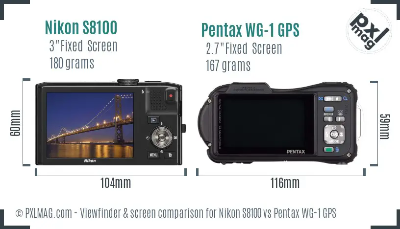 Nikon S8100 vs Pentax WG-1 GPS Screen and Viewfinder comparison Nikon S8100 vs Pentax WG-1 GPS Screen and Viewfinder comparison
