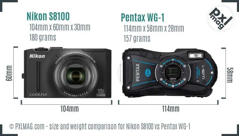 Nikon S8100 vs Pentax WG-1 size comparison Nikon S8100 vs Pentax WG-1 size comparison