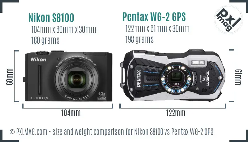 Nikon S8100 vs Pentax WG-2 GPS size comparison