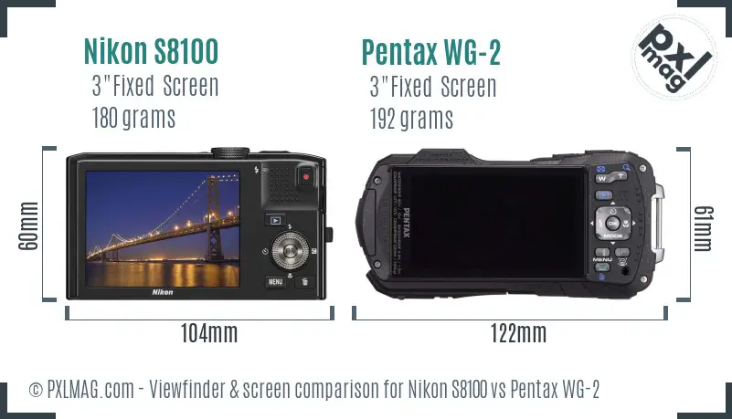 Nikon S8100 vs Pentax WG-2 Screen and Viewfinder comparison