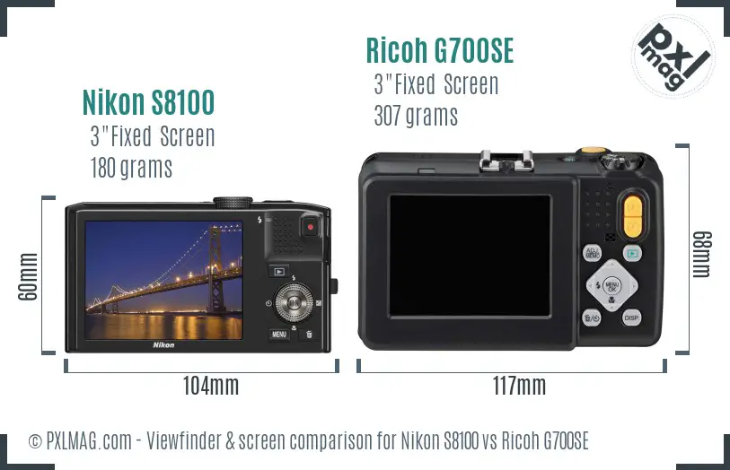 Nikon S8100 vs Ricoh G700SE Screen and Viewfinder comparison Nikon S8100 vs Ricoh G700SE Screen and Viewfinder comparison