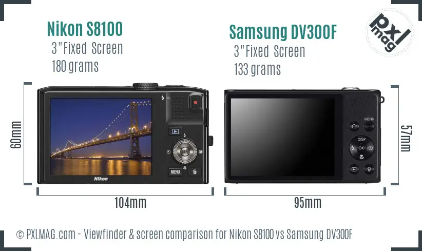 Nikon S8100 vs Samsung DV300F Screen and Viewfinder comparison
