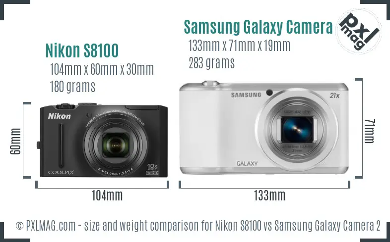 Nikon S8100 vs Samsung Galaxy Camera 2 size comparison